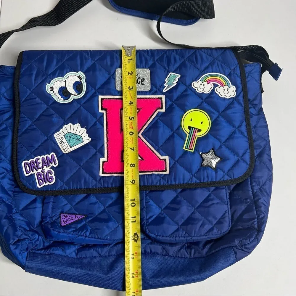 Justice Quilted Patch Messenger Bag Blue Initial Y NWOT Blue